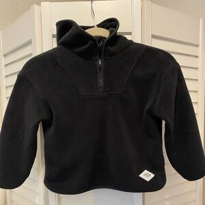 ZARA KIDS “1/4 Zip Fleece Hoodie” Size 4-5yrs Solid Black Very Soft EUC